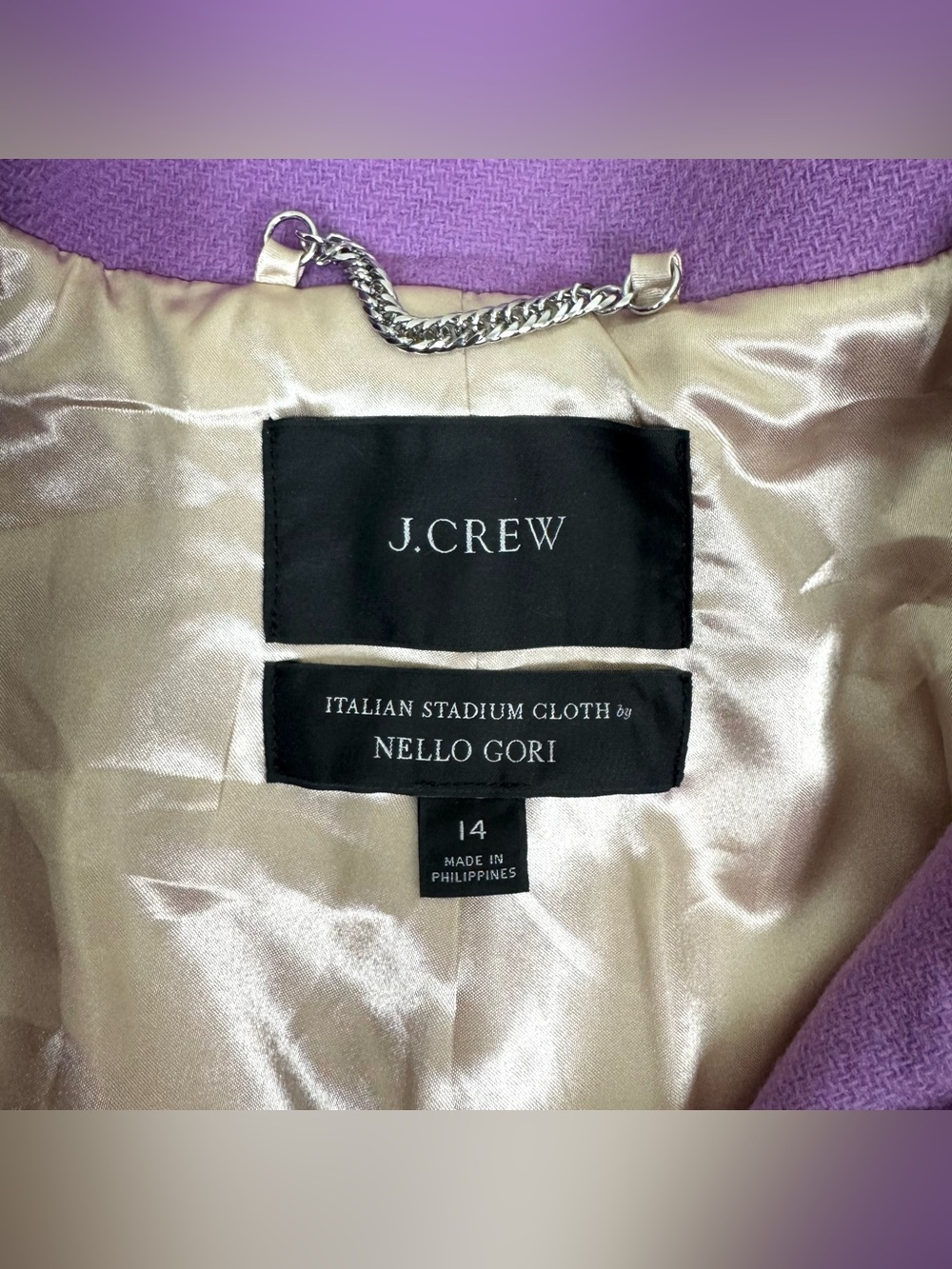J. Crew Cocoon Coat Italian Stadium Cloth Wool Blend Wisteria Purple Size 14 - Picture 7 of 9